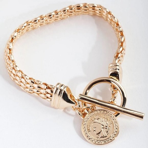 Lovisa Jewelry - LOVISA GOLD COIN CHARM MESH TOGGLE CLASP BRACELET